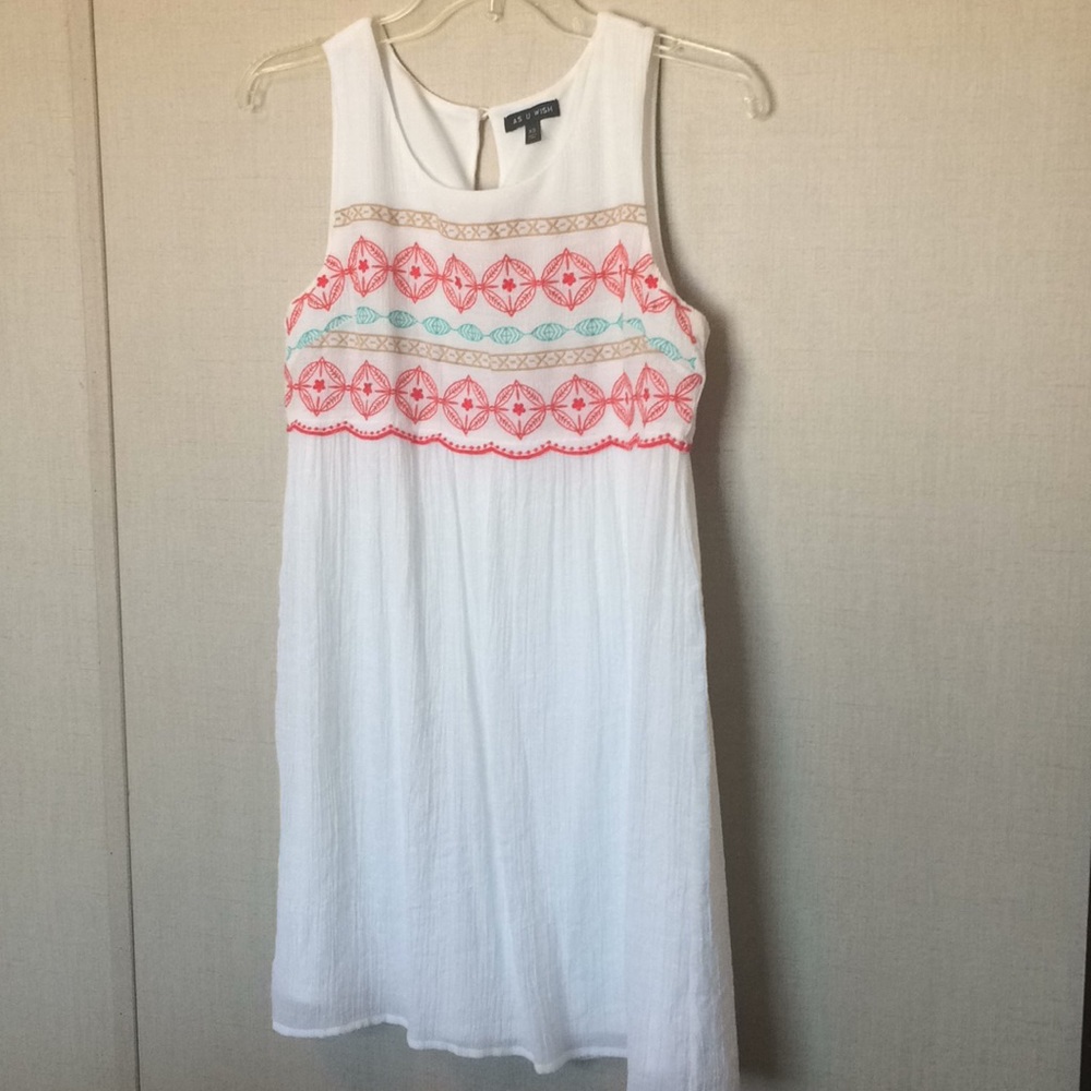 White sun dress with embroider detail
